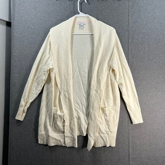 Isaac Mizrahi Live! Shawl Collar Sweater Cardigan with Pockets Cream, Large - Picture 1 of 10